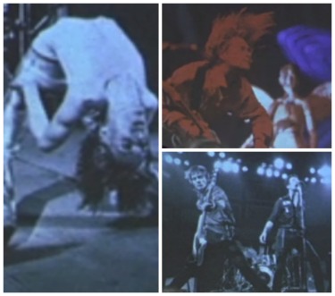 Slideshow of artists; clockwise: Iggy Pop, Kurt Cobain (Nirvana), The Clash